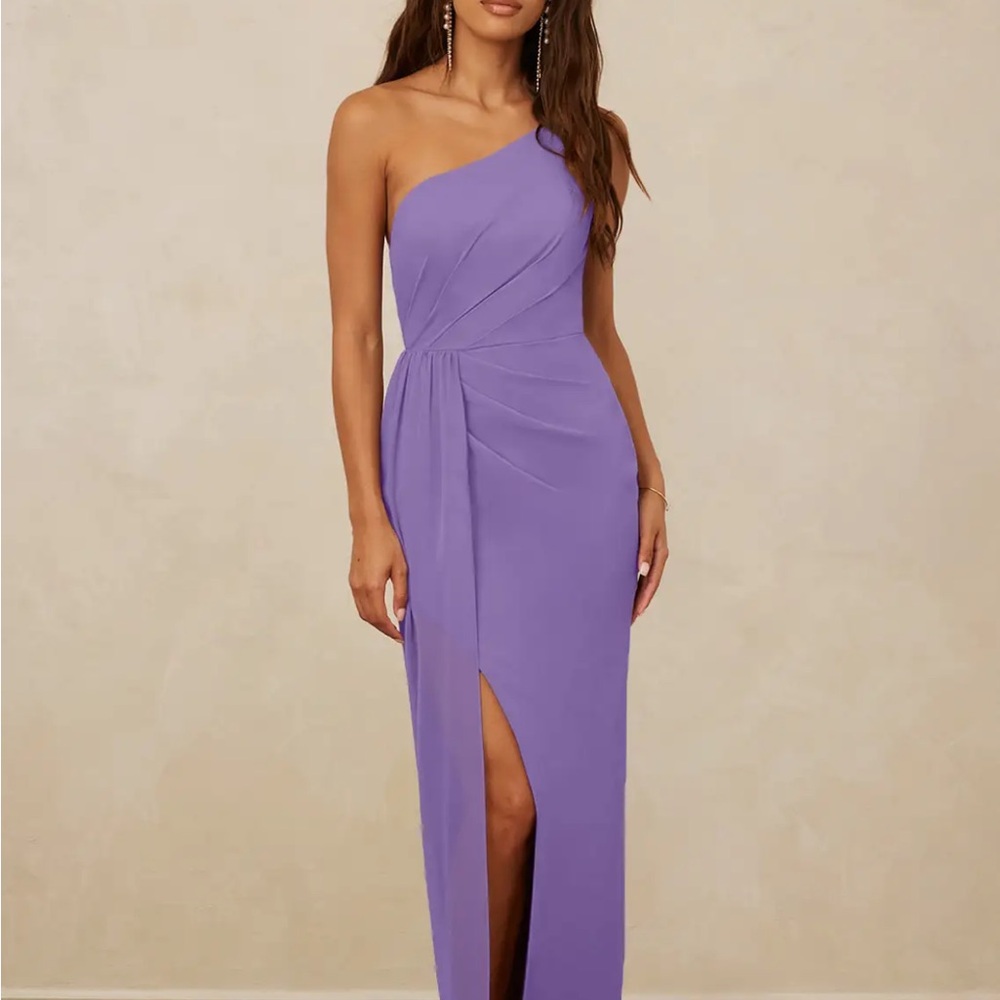 Christian Siriano One-Shoulder Lavender Dress